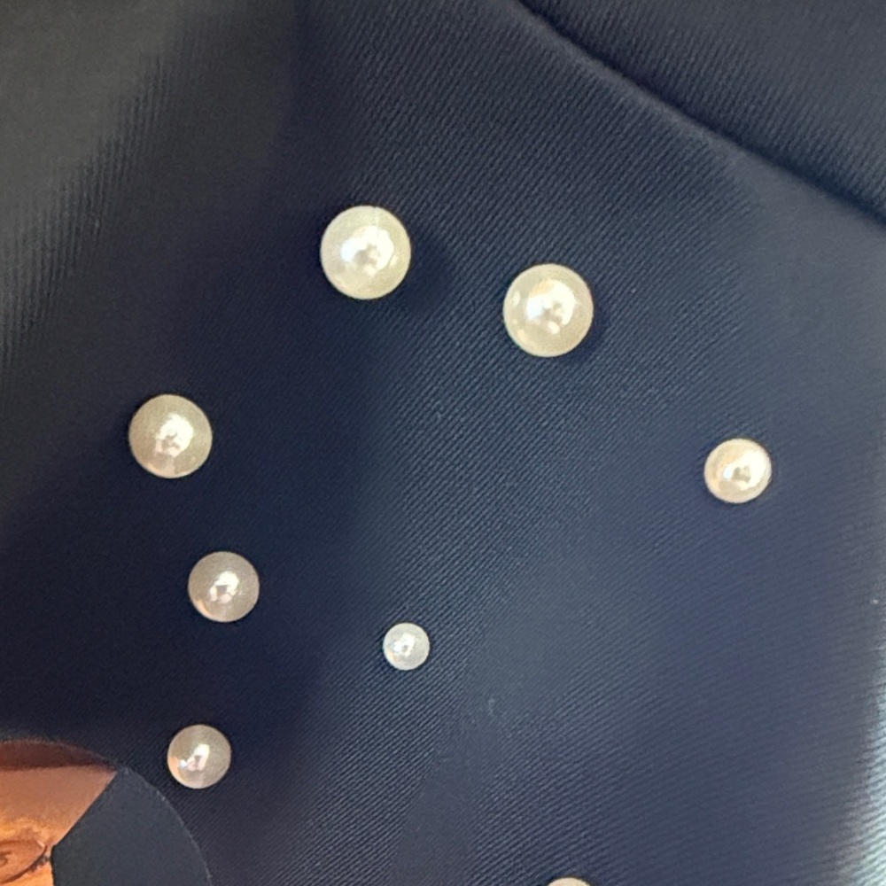 Boston Proper Elegant Black Pearl Embellished Bodice medium Top Blouse - Picture 6 of 12